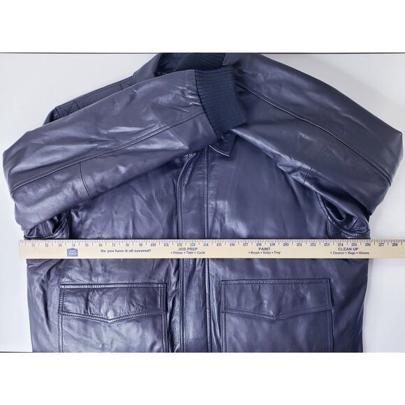 WILSONS LEATHER Men's Size XXL Brown Lamb's Leather Bomber Jacket w/ Epaulettes - Picture 9 of 16